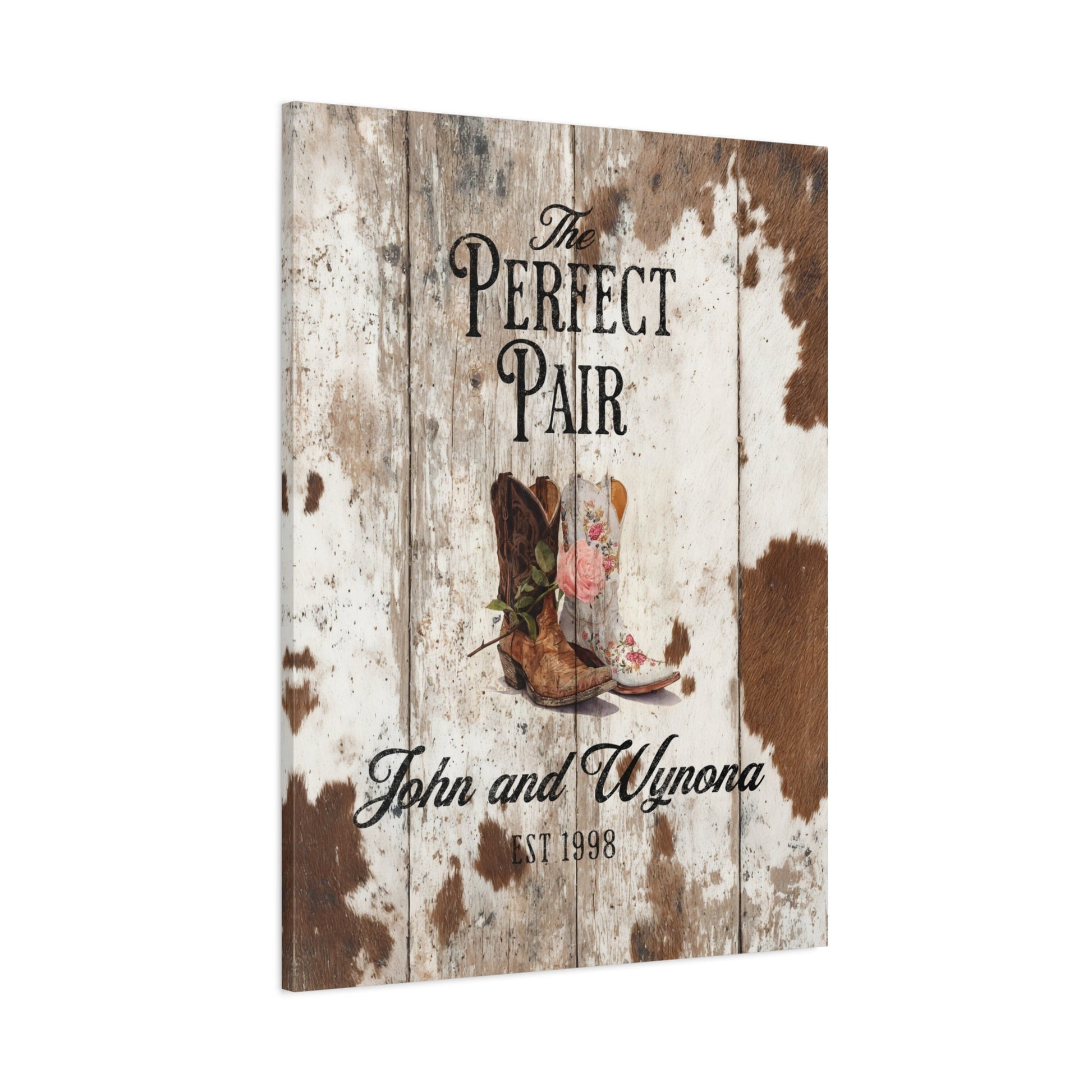 The Perfect Pair Personalized Western Wedding Canvas - Cowgirl Home & Ranch