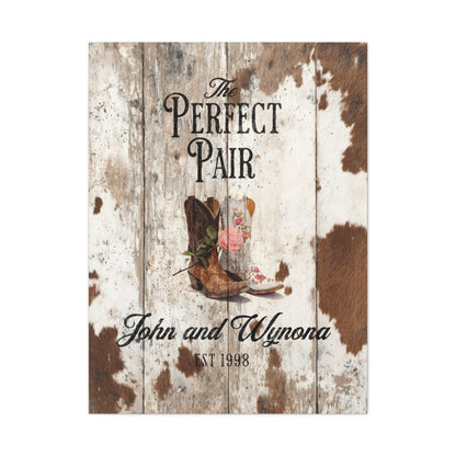 The Perfect Pair Personalized Western Wedding Canvas - Cowgirl Home & Ranch