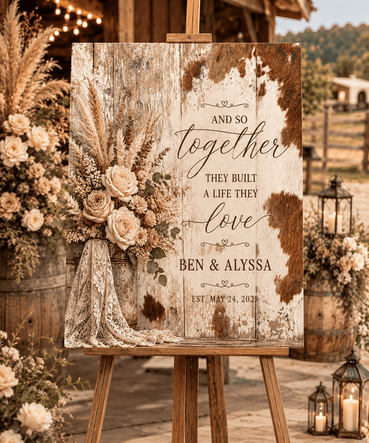 Together They Built a Life They Love Personalized Wedding Canvas - Cowgirl Home & Ranch