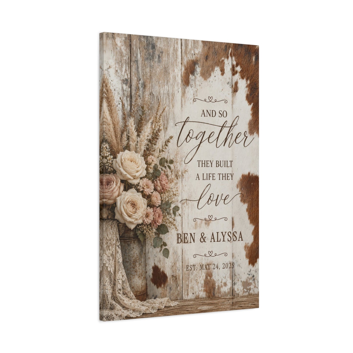 Together They Built a Life They Love Personalized Wedding Canvas - Cowgirl Home & Ranch