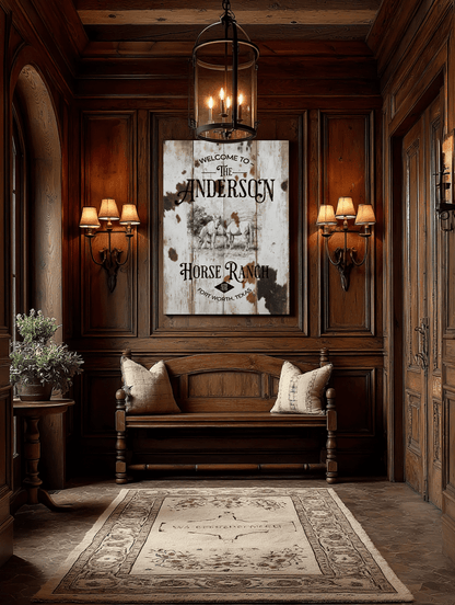 Welcome to the Ranch Personalized Horse Canvas - Cowgirl Home & Ranch