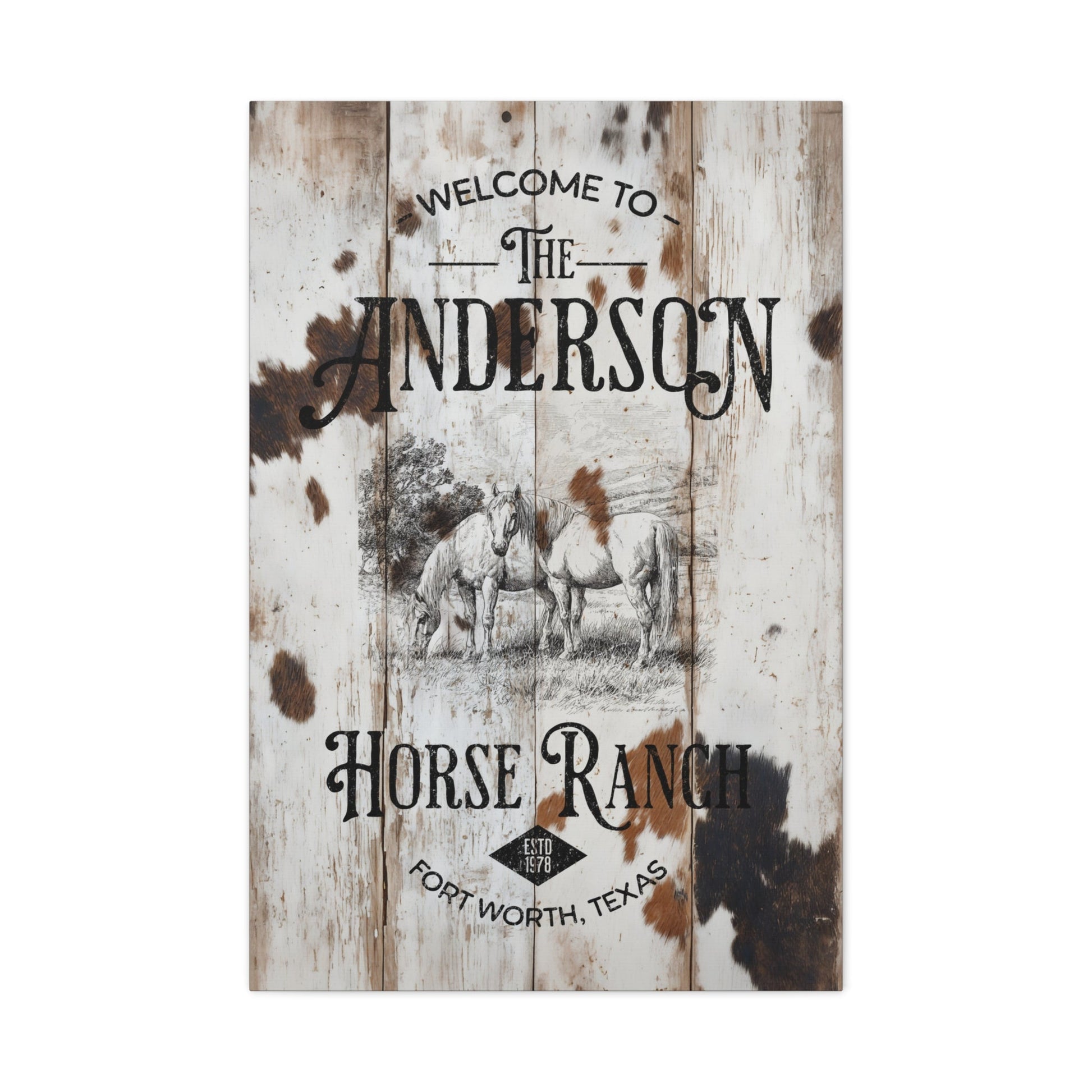 Welcome to the Ranch Personalized Horse Canvas - Cowgirl Home & Ranch