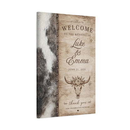 Welcome to the Wedding Of Personalized Western Wedding Canvas - Cowgirl Home & Ranch