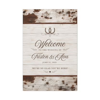 We’re So Glad You’re Here Personalized Western Wedding Canvas - Cowgirl Home & Ranch