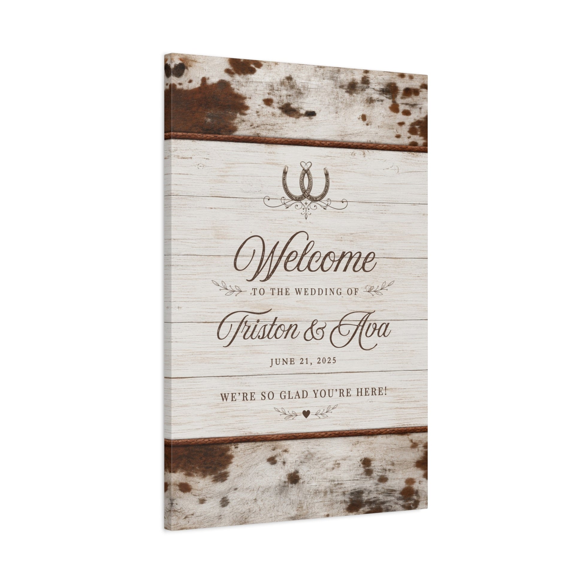 We’re So Glad You’re Here Personalized Western Wedding Canvas - Cowgirl Home & Ranch