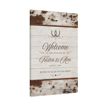 We’re So Glad You’re Here Personalized Western Wedding Canvas - Cowgirl Home & Ranch
