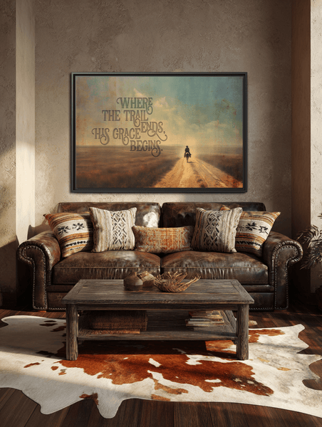 Where the Trail Ends, His Grace Begins Canvas Art, Framed