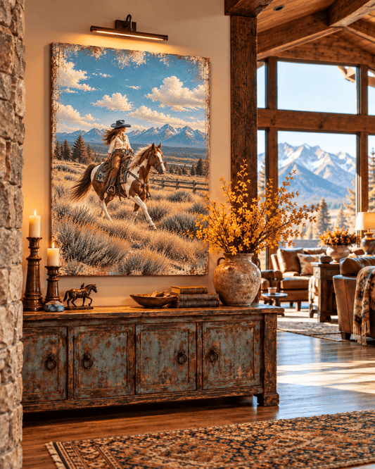 Wild Sage Morning — Cowgirl & Horse Canvas Wall Art - Cowgirl Home & Ranch