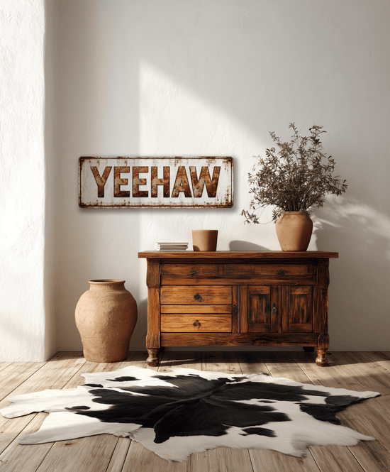 Yeehaw Vintage Farmhouse Metal Sign - Cowgirl Home & Ranch